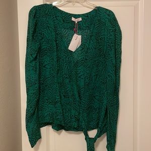 Parker NY Silk Green Blouse NWT
